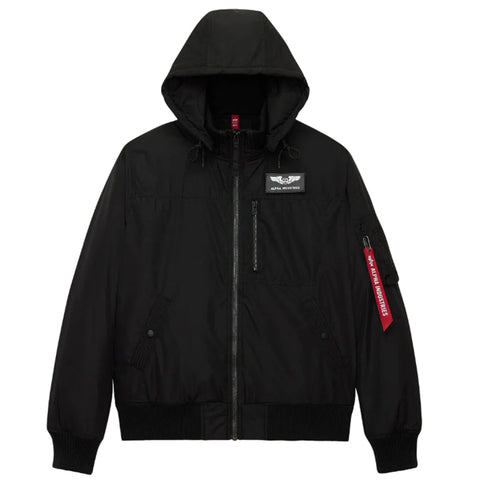 Alpha Industries MA-1 Hooded Rib Bomber Jacket - Black