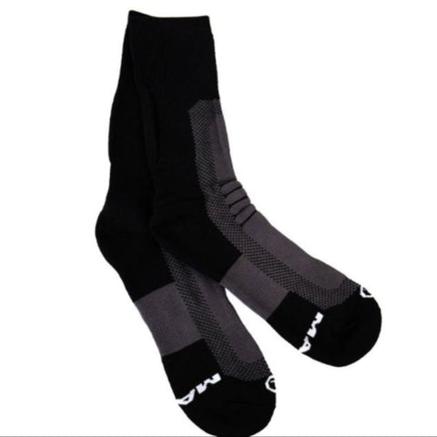 Pair of black socks on a white background