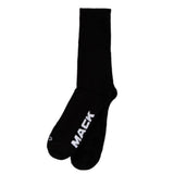 Black sock with 'MACK' branding on a white background