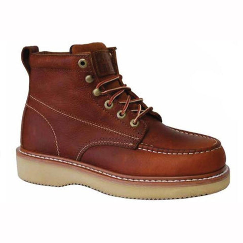 Work Zone Boot - 6" Soft MOC Toe Wedge Leather Work - Dark Brown (N634)