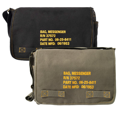 Bag - Heavyweight Canvas Classic Messenger Bag w/ Military Stencil