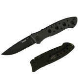 Black Folding Roku knife drop point plain edge