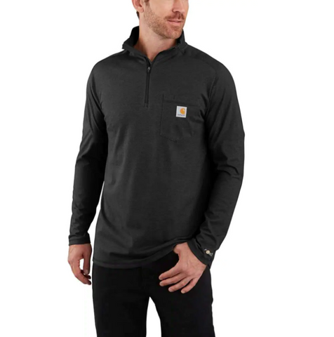 T-Shirt - Carhartt Force Relaxed Fit Long-Sleeve Quarter-Zip Pocket - Black
