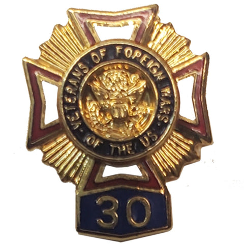 Vintage Veterans of Foreign Wars 30-Year Member Pin
