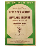 NY Giants vs. Cleveland Indians Souvenir Baseball Program Official Score Book