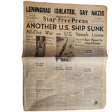 Rare Ventura County Star Free Press 12/9/1941 "Another US Ship Sunk" "Leningrad Isolated..."