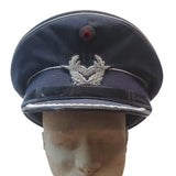 Vintage German Air Force Officer Visor Cap w/Cockade & Wings Patch