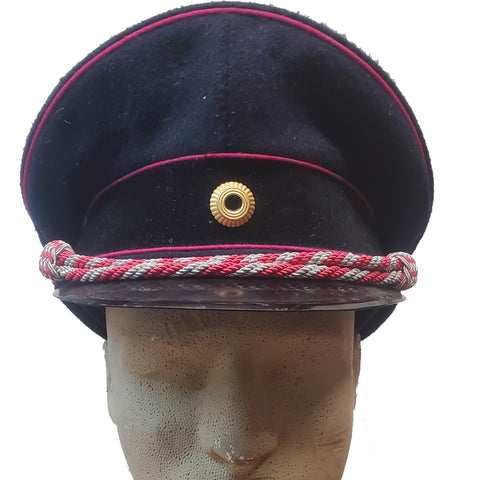 Vintage German  Visor Cap w/Pink Piping, Rope Chinstrap & Cockade