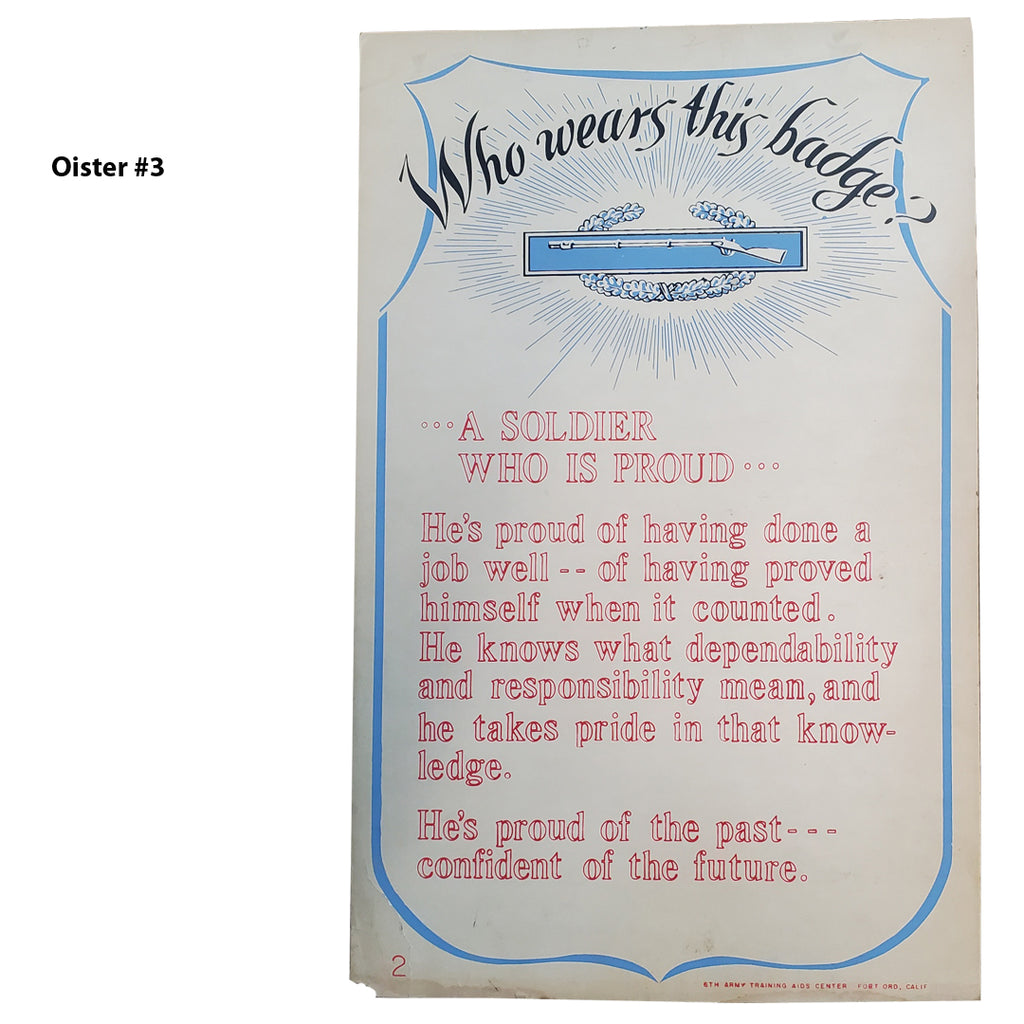 6th Army Training Aids Center Posters "Who Wears This Badge" Hahn's