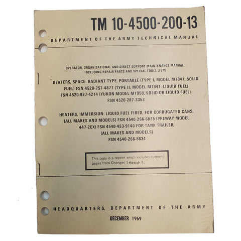 TM 10-4500-200-13 Heaters, Space: Radiant Type ....