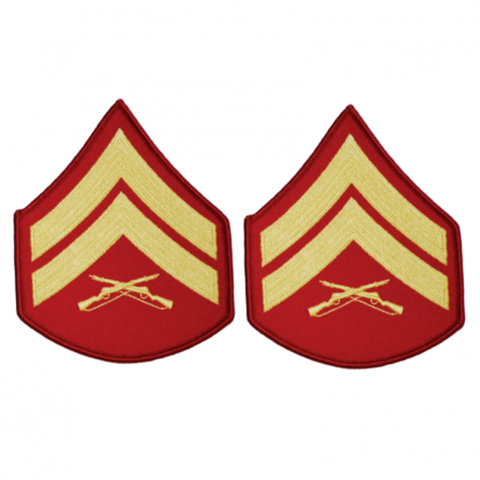 Chevrons - USMC Dress Blue - Male Gold/Red (Patches) Hahn's World of Surplus & Survival Chevrons - USMC Dress Blue - Male Gold/Red (Patches) Hahn's World of Surplus & Survival