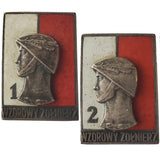 Original Vintage Polish Badge "WZOROWY ZOLNIERZ" "MODEL SOLDIER" 1950'S
