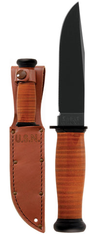 KA-BAR 2221 Leather Handled Mark 1 Straight Edge Knife