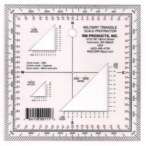 RM Products #41 Military Triangle Protractor w/Printed Reverse Azimuth