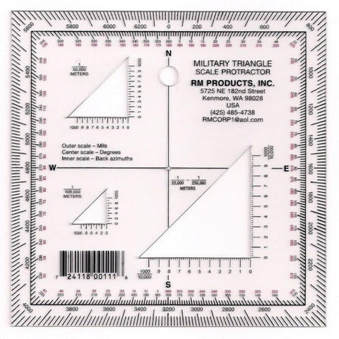RM Products #41 Military Triangle Protractor w/Printed Reverse Azimuth ...