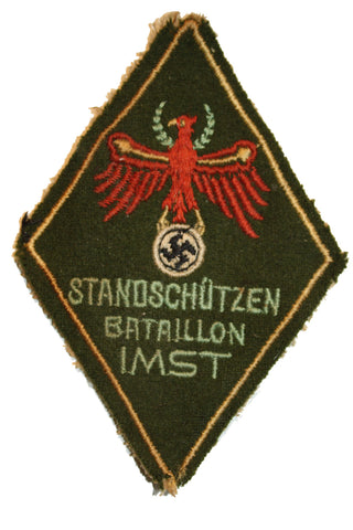 Patch - Vintage WWII German STANDSCHÜTZEN Batallion IMST Sleeve Shield (711)