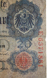Vintage Pre-WWI German Imperial Reichsbanknote 20 Mark - 1910