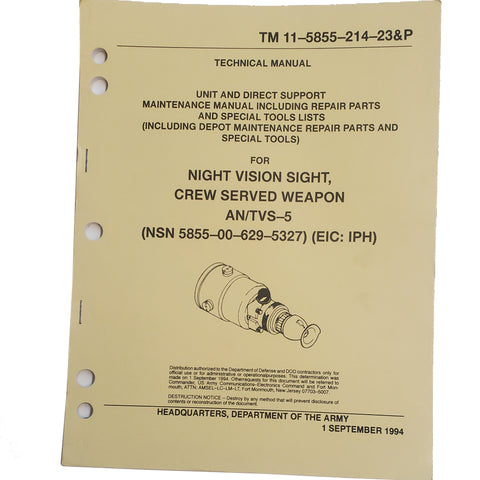 Vintage  Night Sight Vision Technical Manual (TM 11-5855-214-23&P)