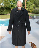 BLOWOUT SALE New Double Breasted Military Trench Raincoat w/liner - Black