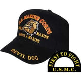 Eagle Emblems Once A Marine Always A Marine Devil Dog Ball Cap - Black (EM-CP00322) - Hahn's World of Surplus & Survival