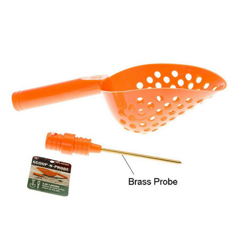 SE 14" Orange Sand Scoop w/hole & Brass Probe for Metal Detecting