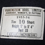 SALE Vintage 1953-54 Women's Military Rubenstein Overcoat