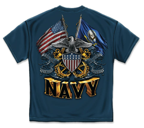 Erazor Bits Navy Shield Double Flag Eagle T-Shirt (ER-MM2152) - Hahn's World of Surplus & Survival - 1
