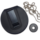 Perfect Fit Round Recessed Belt Clip Badge Holder w/Hook-n-Loop Closure & Neck Chain 716