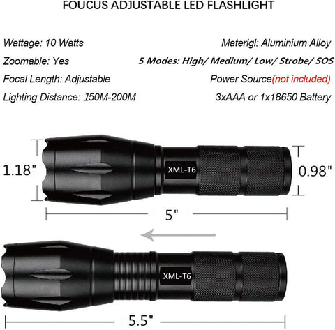 85000lm rechargeable torch hiking t6 tactical led flashlight Tactical Flashlight, XML T6 Ultra Bright LED (XML-T6) – Hahn's World of Surplus & Survival