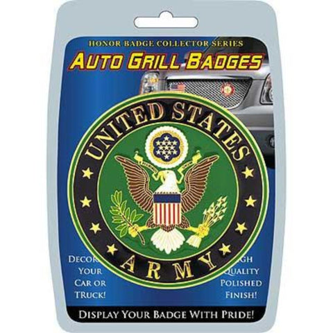 United States Army auto grill badge packaging with eagle emblem