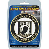 Auto grill badge packaging with 'All Gave Some, Some Still Give' design on a blue background
