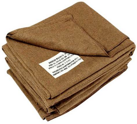 Blanket - WW2 Style 65% Wool - Khaki 62"x84"
