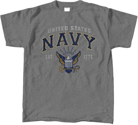 T-Shirt -  Navy Vintage Block Logo