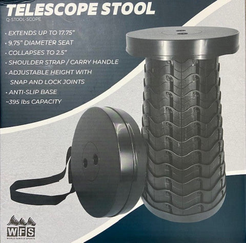 WFS Compact Telescoping Camping Stool - Black