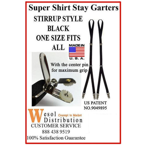 Wesol Super Shirt Stay Garter Stirrup Style w/Center Pin (WD-SS2P)